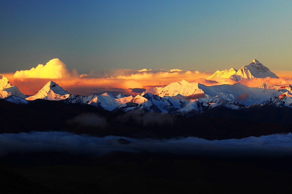 Sonnenaufgang von Everest, Himalaya, Tibet